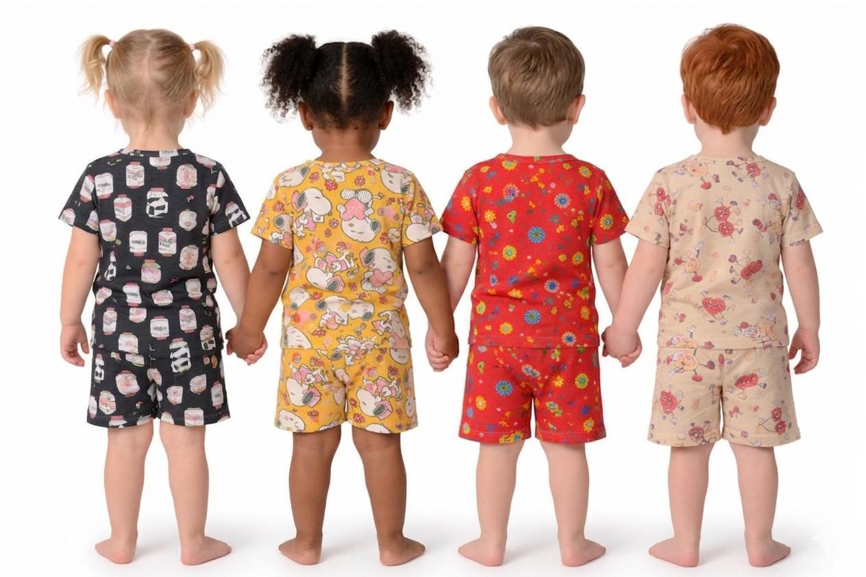 Printed Cotton Kids Matching Set (Combo 4)