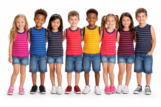 Sleeveless Unisex Stripped Tee-Shirts (Combo 8)